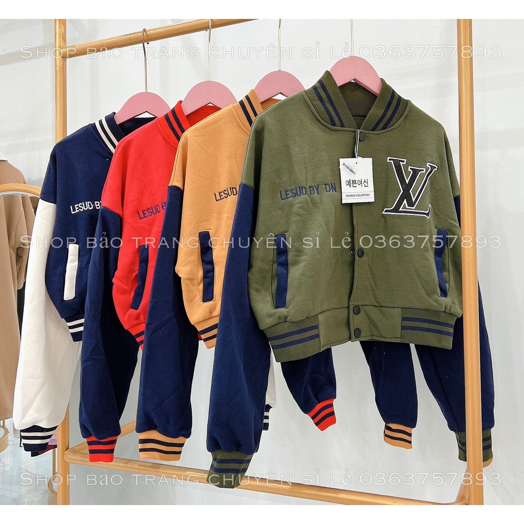 Áo Khoác Nỉ Bomber Nỉ Thêu LV Chất Nỉ Ngoại Kiểu Dáng Crotop Trẻ Trung Năng Động Chuẩn Hàn Quốc