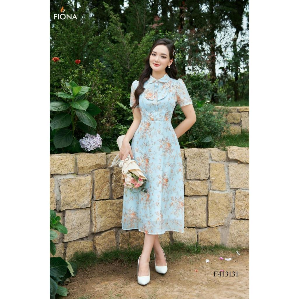 Đầm thiết kế cao cấp FIONA váy công sở nữ dáng dài tay ngắn cổ đức trẻ trung F413131
