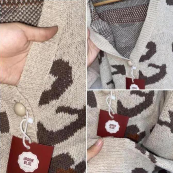 [ CÓ SẴN ] Áo Cardigan len hoạ tiết da báo lông chìm | BigBuy360 - bigbuy360.vn