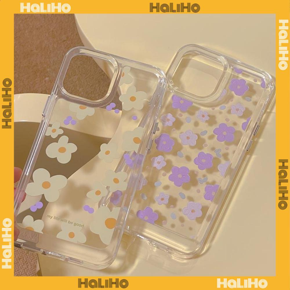 iPhone Case Clear Case Soft Thick TPU Shockproof HD Super Transparent Protection Camera Plating Button Purple Flower For iPhone 13 Pro Max iPhone 12 Pro Max iPhone 11 iPhone 7Plus