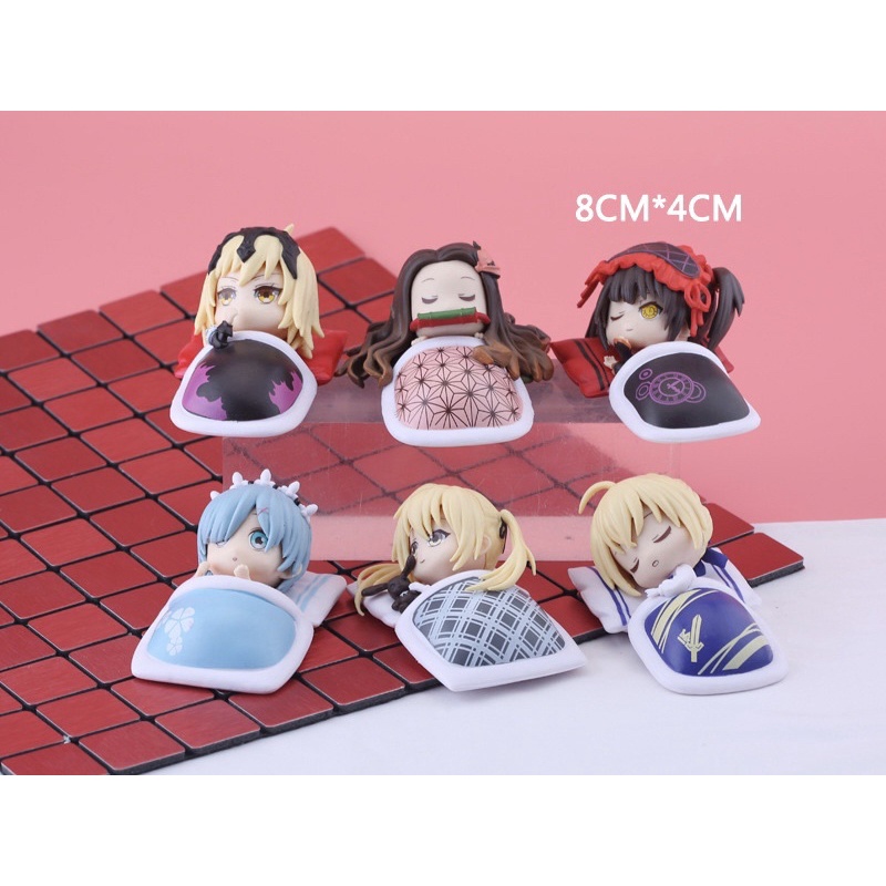 Mô Hình Chibi - Mô Hình waifu Kurumi saber rem nezuko yosuga .. 8CM bằng PVC cao cấp(Có clip, Ảnh thật)