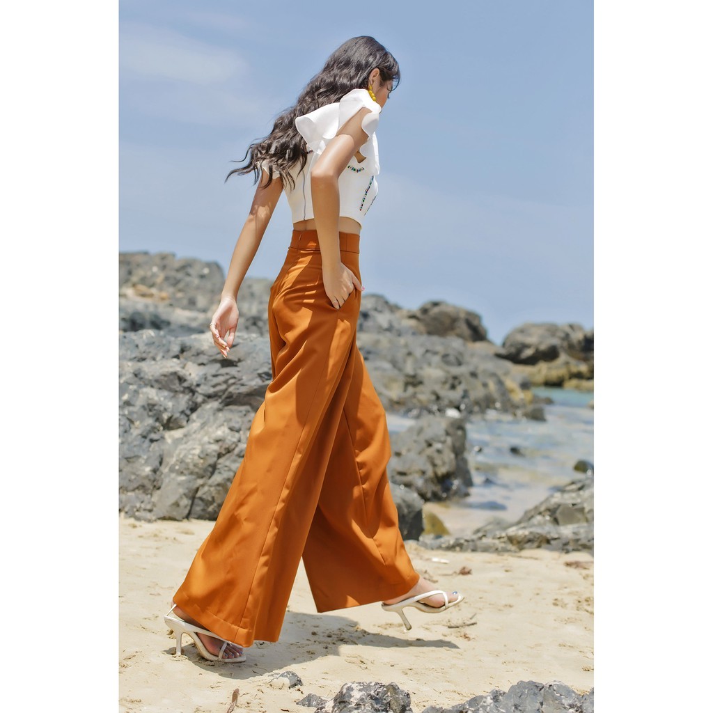 SÒ VINTAGE - TENY Quần ống rộng túi xéo xếp ly giữa