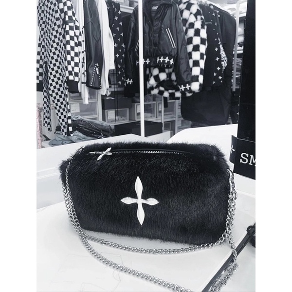 Túi lông Smfk dây xích sang chảnh logo