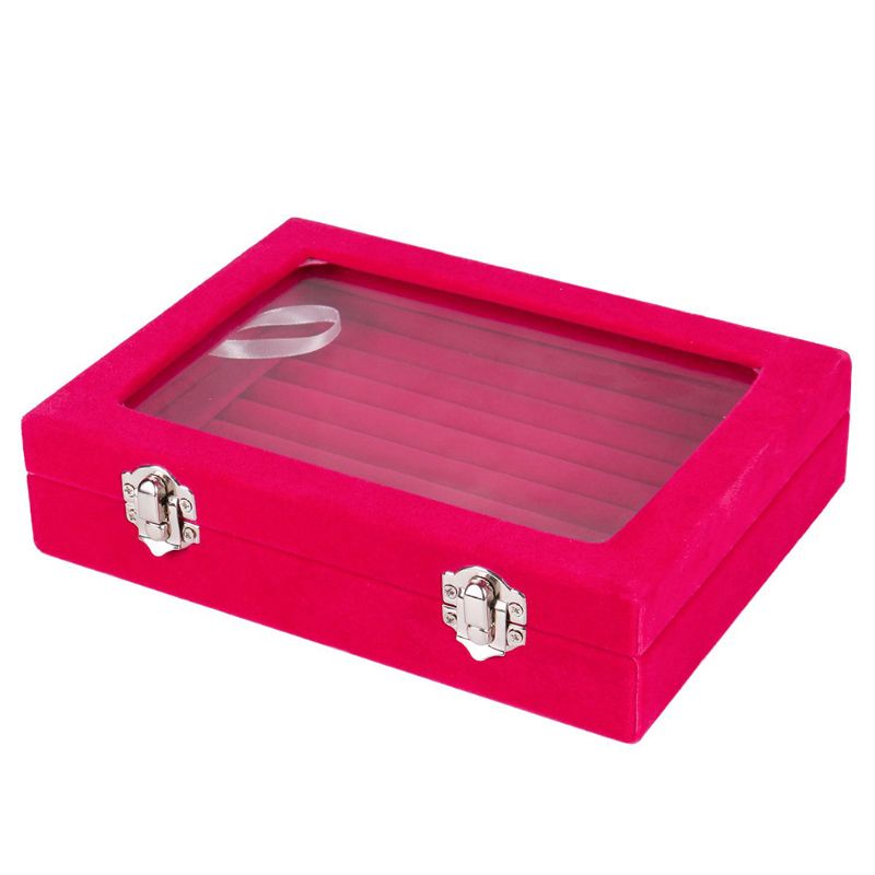 Hộp Đựng Trang Sức Trưng Bày Mặt Kính Lót Nhung