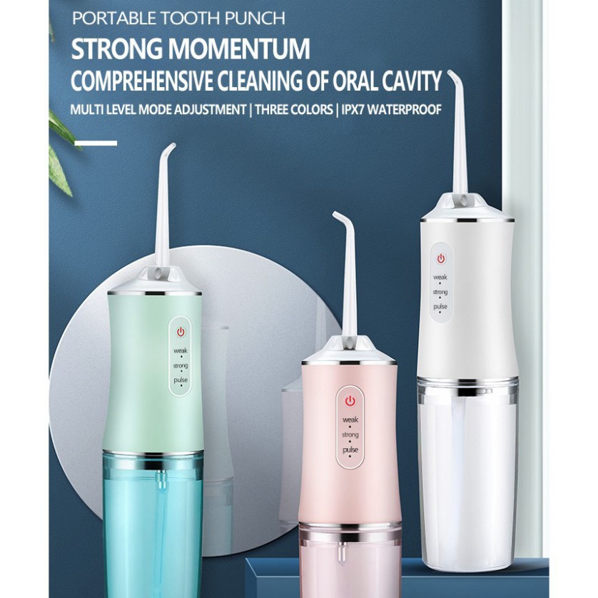 [BẢN QUỐC TẾ] Máy Tăm Nước Cầm Tay Vệ Sinh Răng Miệng Oral Irrigator - Tăm nước Sạc Pin, Chống Nước- Tặng Kèm 1 Rơ Lưỡi