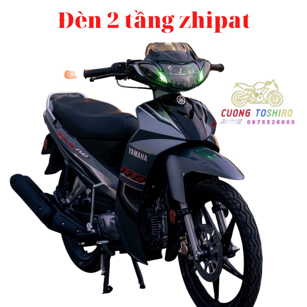 Đèn pha led 2 tầng Zhipat chính hãng lắp cho xe sirius src110 ánh sáng tốt ngoại hình đẹp