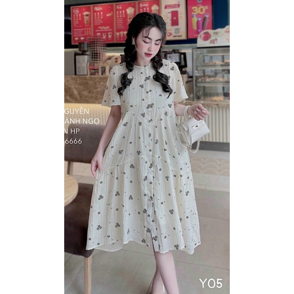 (Free Ship) ĐẦM XỐP SUÔNG NỮ HỌA TIẾT HOA NHÍ PHỐI KHUY BẤT CHẤP DÁNG BÉO CỰC HOT PU