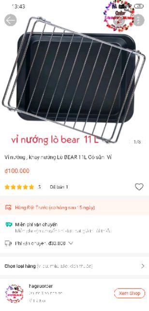 ( CÓ SẴN SLL )Lò nướng bánh Bear ( loại nhỏ 11L) SẴN- có đồ nướng tặng kèm  hagauorder hagauorder