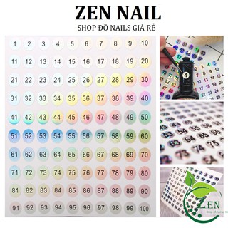 Tem số dán chai sơn, tấm dán nắp từ 01-100