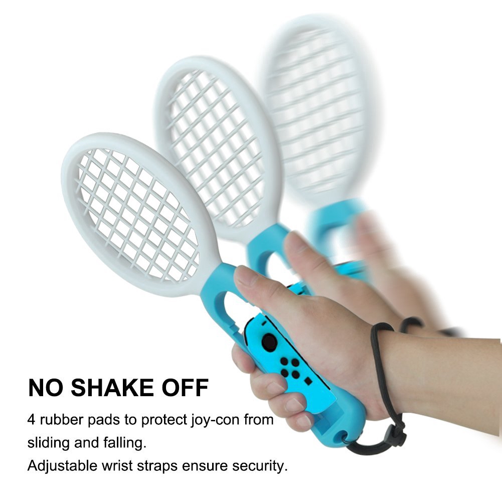 Nintend Switch Joy-con ABS Tennis Racket Handle Holder for NS Tennis ACES Game Player with 2 Analog Caps