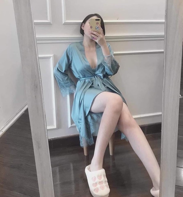 Sét váy ngủ kèm choàng viền ren ngực | BigBuy360 - bigbuy360.vn