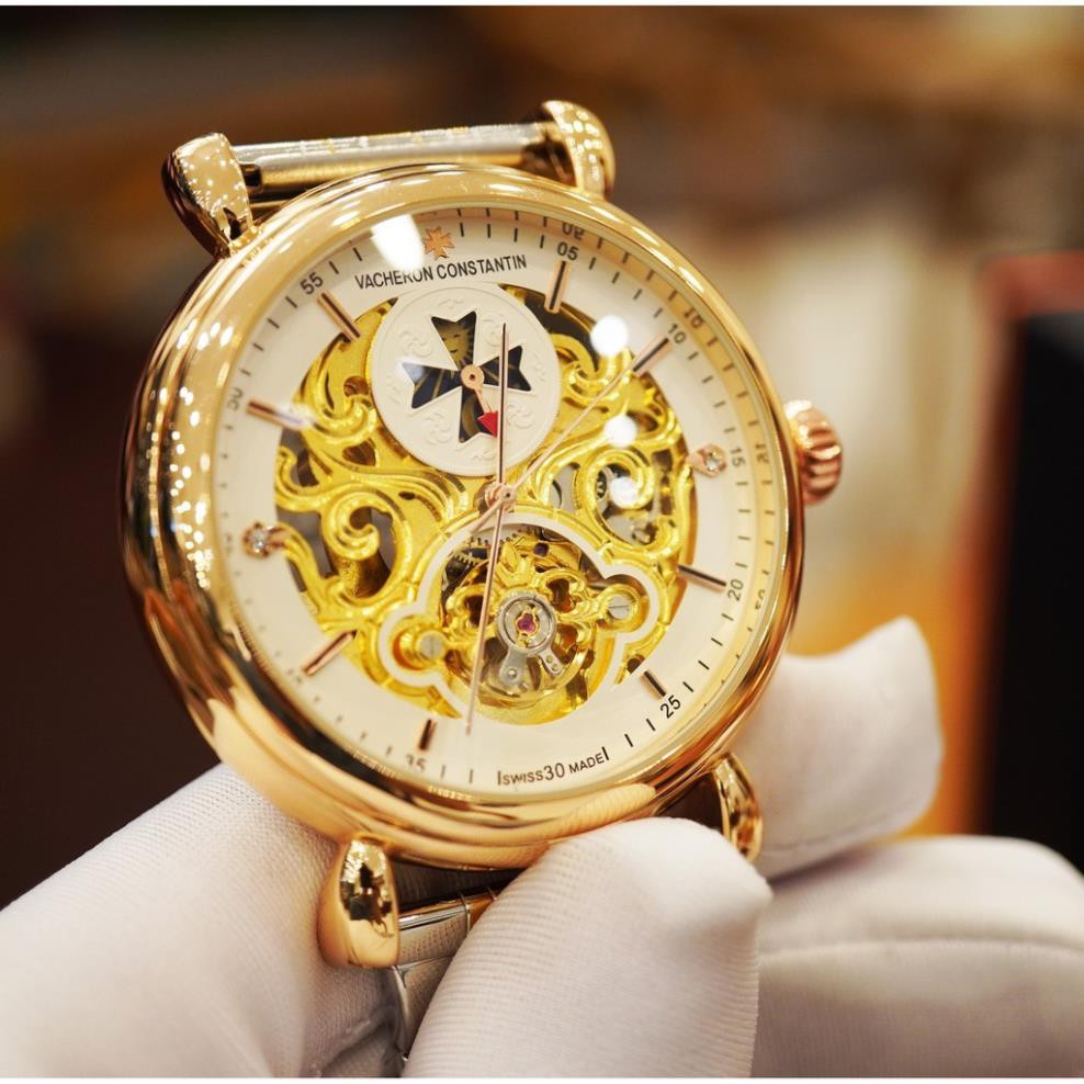 Đồng hồ nam cơ Vacheron Constantinn hàng chính hãng dây kim loại đúc đặc nguyên khối - HUYỀN THOẠI ĐẲNG CẤP