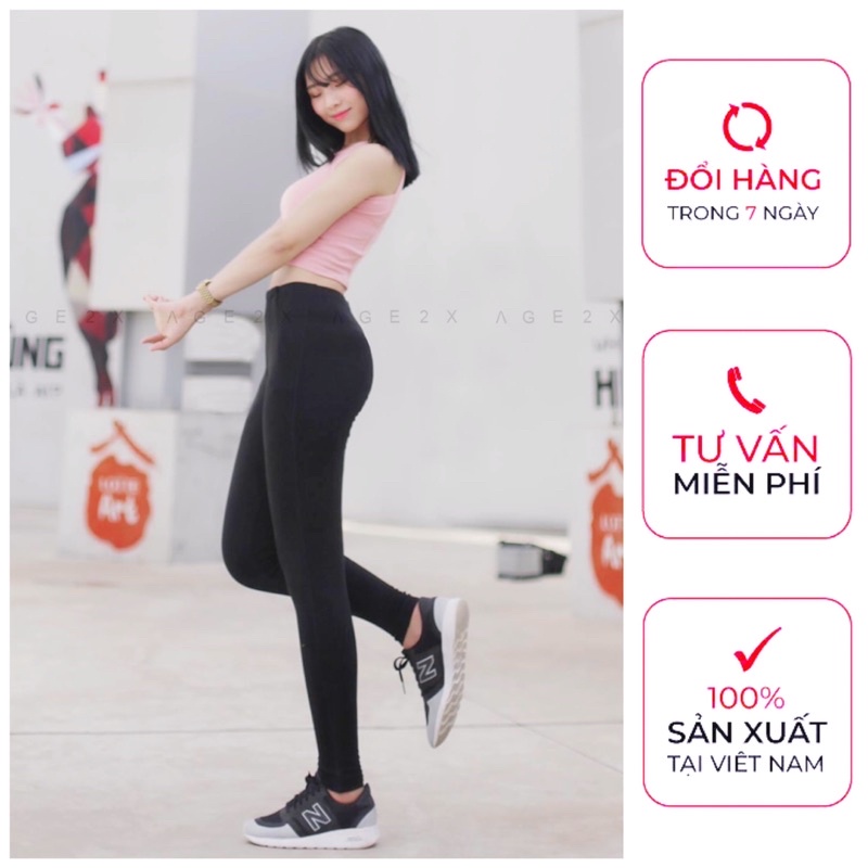 Quần legging trơn nữ Đen và Xám AGE2X hàng VNXK đạt tiêu chuẩn chất lượng cao