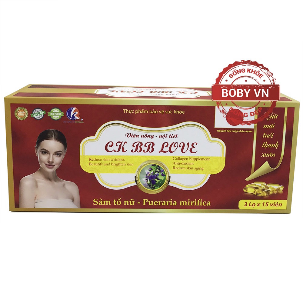 CK BB LOVE viên uống nội tiết tố - Sâm tố nữ - Pueraria mirifica (3 lọ x 15 viên)