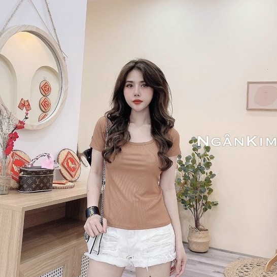 Áo cộc nữ tăm chất mát lạnh nhiều màu xinh xắn