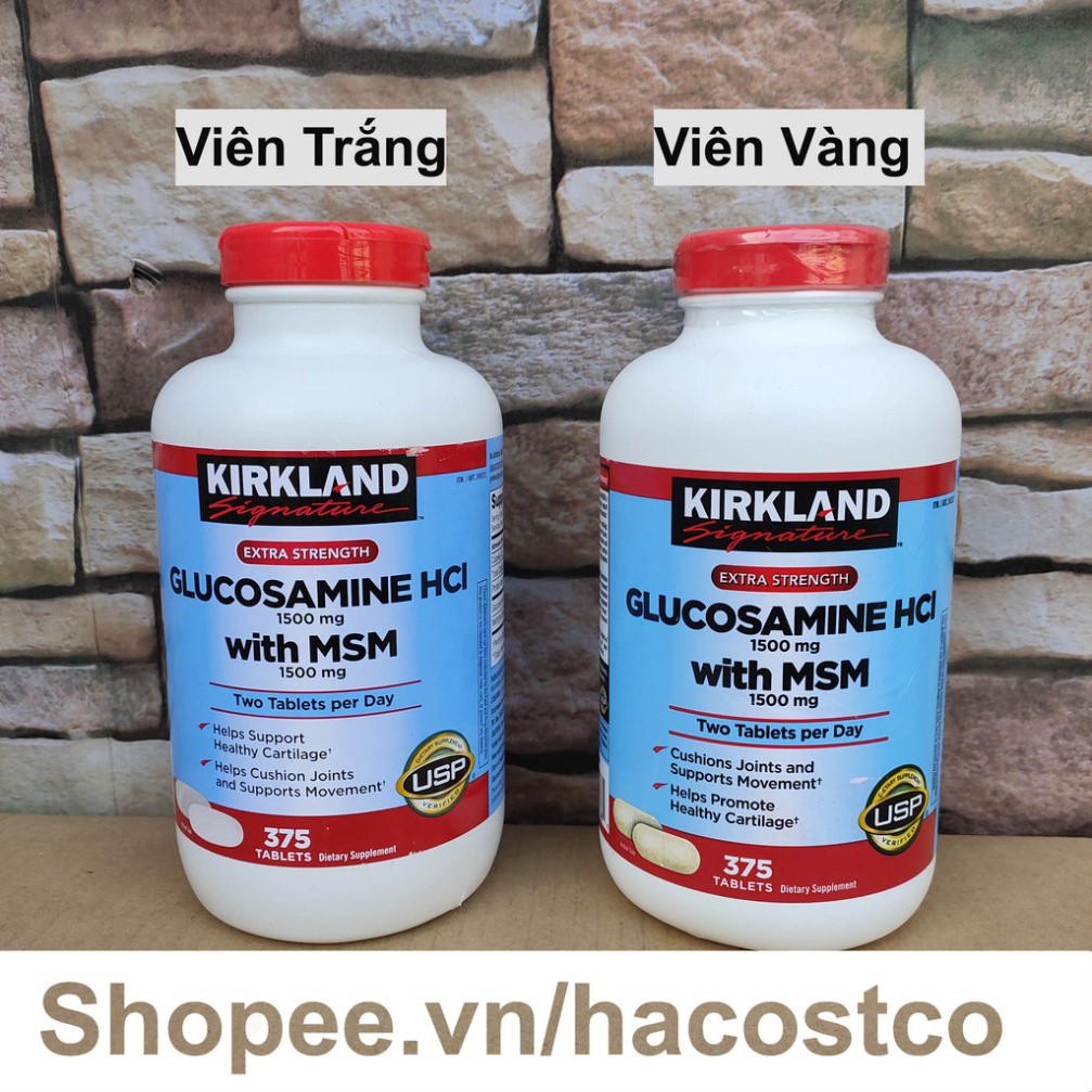 Viên uống Kirkland Signature Glucosamine HCL 1500mg With MSM 1500mg 375 viên - Glucosamin