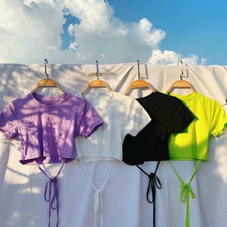 Áo croptop cột dây chéo eo (thun porip)