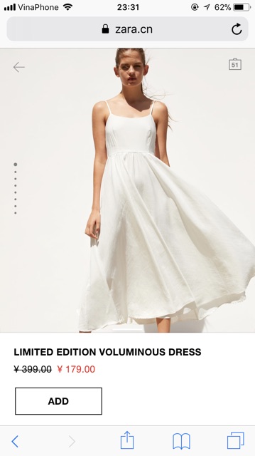 VÁY TRẮNG TIỂU THƯ ZARA AUTH SĂN SALE