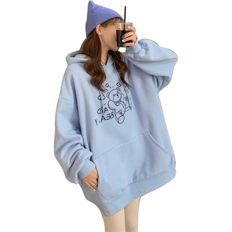 [ANEK01 giảm 10%] Áo Khoác Thun Nỉ Hoodie THIFU FASHION In Hình Con Gấu Dáng Rộng Nam Nữ Nón 2 Lớp Chuẩn Form Freesize D | BigBuy360 - bigbuy360.vn