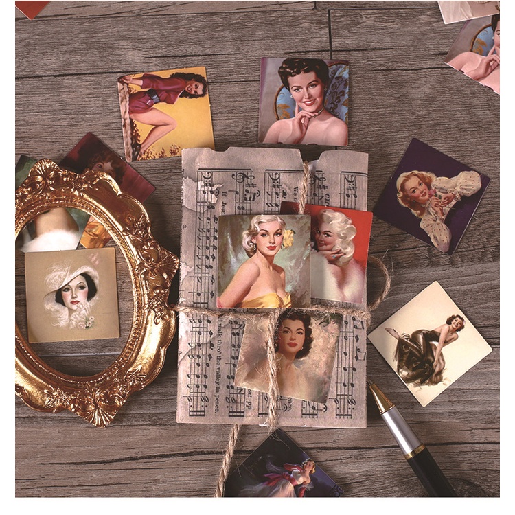 Hộp 46 tấm hình dán, sticker cổ điển loạn thế giai nhân