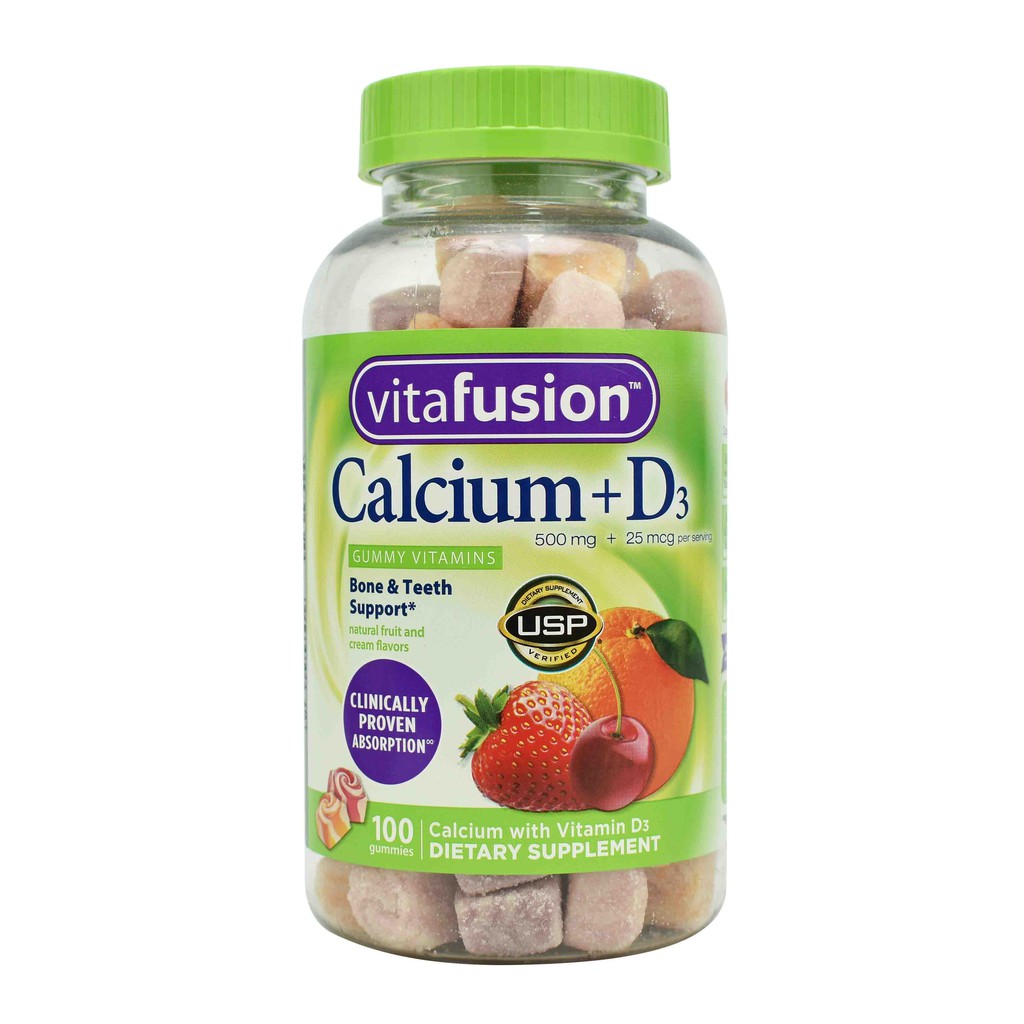 100 VIÊN KẸO DẺO BỔ SUNG CANXI VITAFUSION CALCIUM + D3 500MG CỦA MỸ
