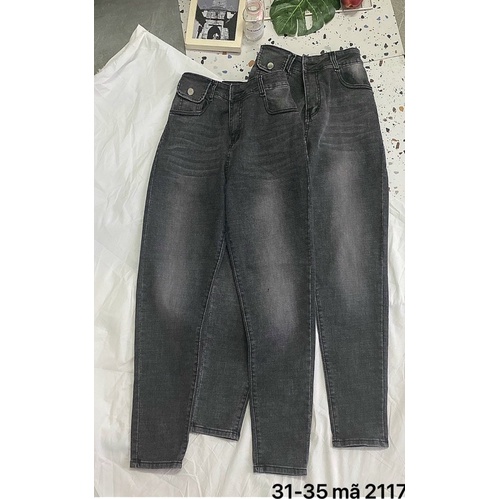 Quần jean nữ lưng cao màu xám siêu co giãn size đại hàng VNXK thời trang jean bigsize 2Kjean MS2117
