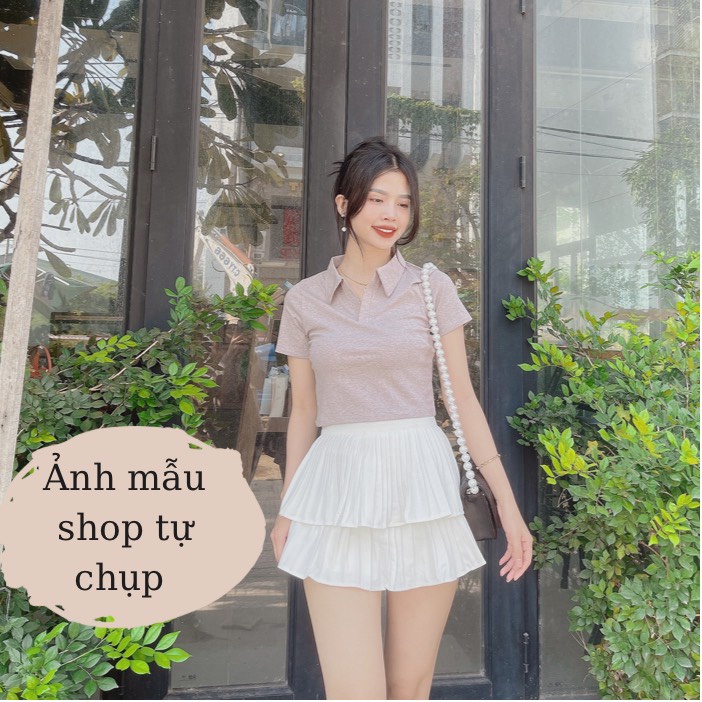 Áo Ôm Body Croptop Cổ Polo, Áo Crotop (Crt) Tay Ngắn Cổ Bẻ Cá Tính - Kèm Ảnh Và Video Thật