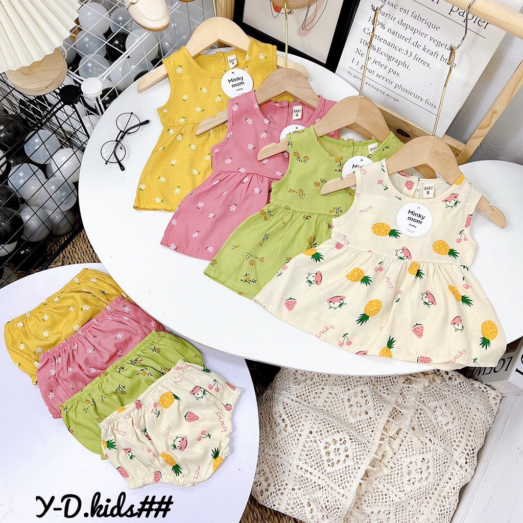 Đồ bộ bé gái, set quần áo đũi hoa nhí xinh xắn cho bé trẻ em nữ mặc hè từ 8-16kg BS015