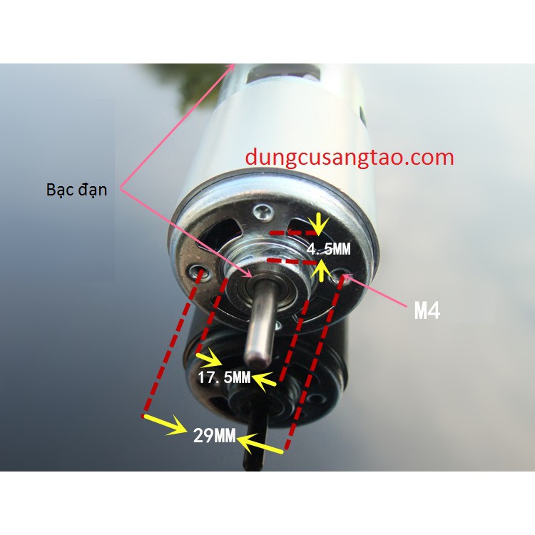 Động cơ 775 trục dài 12V 2 bạc đạn 10 ngàn vòng/phút