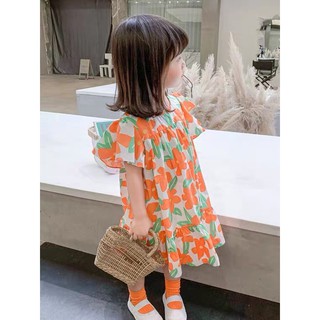 Váy Hoa Cam Bé Gái - AIGUGU.BÉBÉ