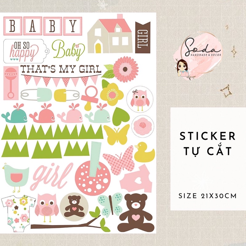 Bộ trang trí Sticker tự cắt chủ đề cho bé