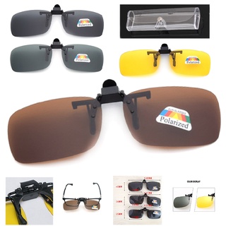 Polarized Lense Flip-Up Clip On Sunglasses UV400 Driving Outdoor Glasses w/ Case