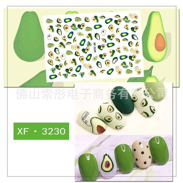 sticker dán móng hình quả bơ