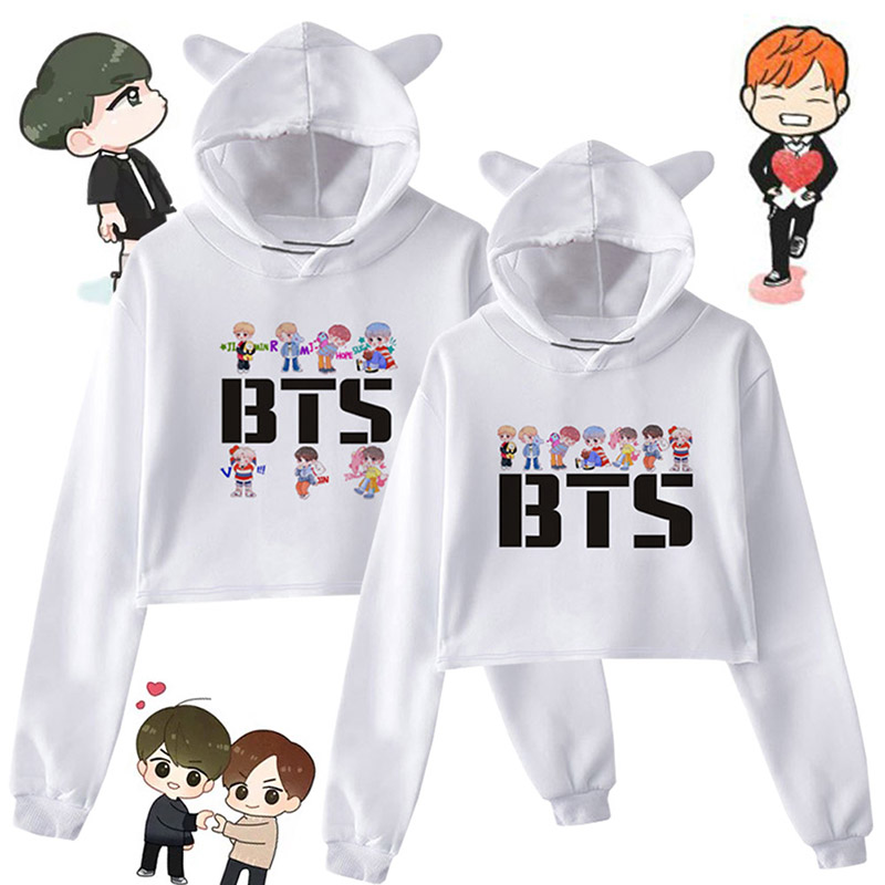 Áo Hoodies Lửng In Hình Nhóm Nhạc Bts