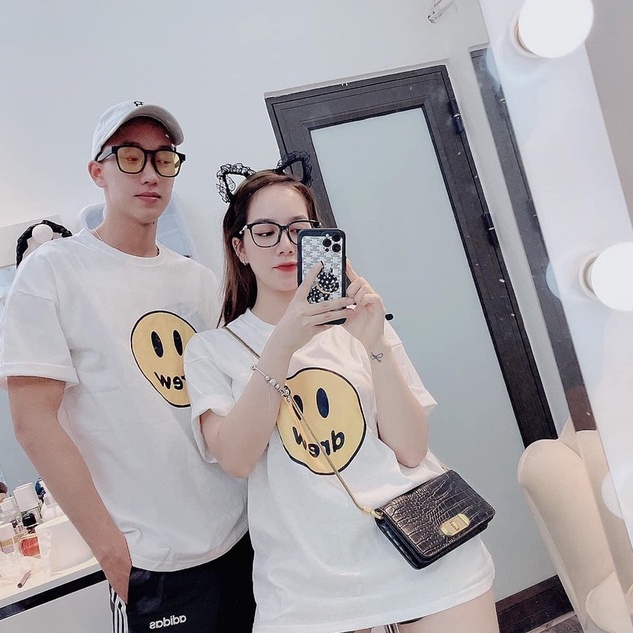 Áo phông tay lỡ unisex form rộng Mặt cười vàng Drew_Áo thun tay cộc nam nữ basic, hottrend