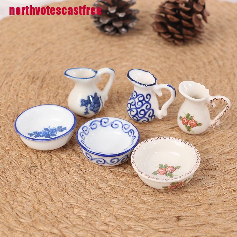 Set 2 Chậu Rửa Bằng Sứ Dùng Để Trang Trí Nhà Búp Bê