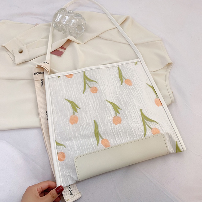 Youyo Túi Xách Tote Đeo Vai Cỡ Lớn Thêu Hoa Tulip Đẹp Mắt Cho Nữ