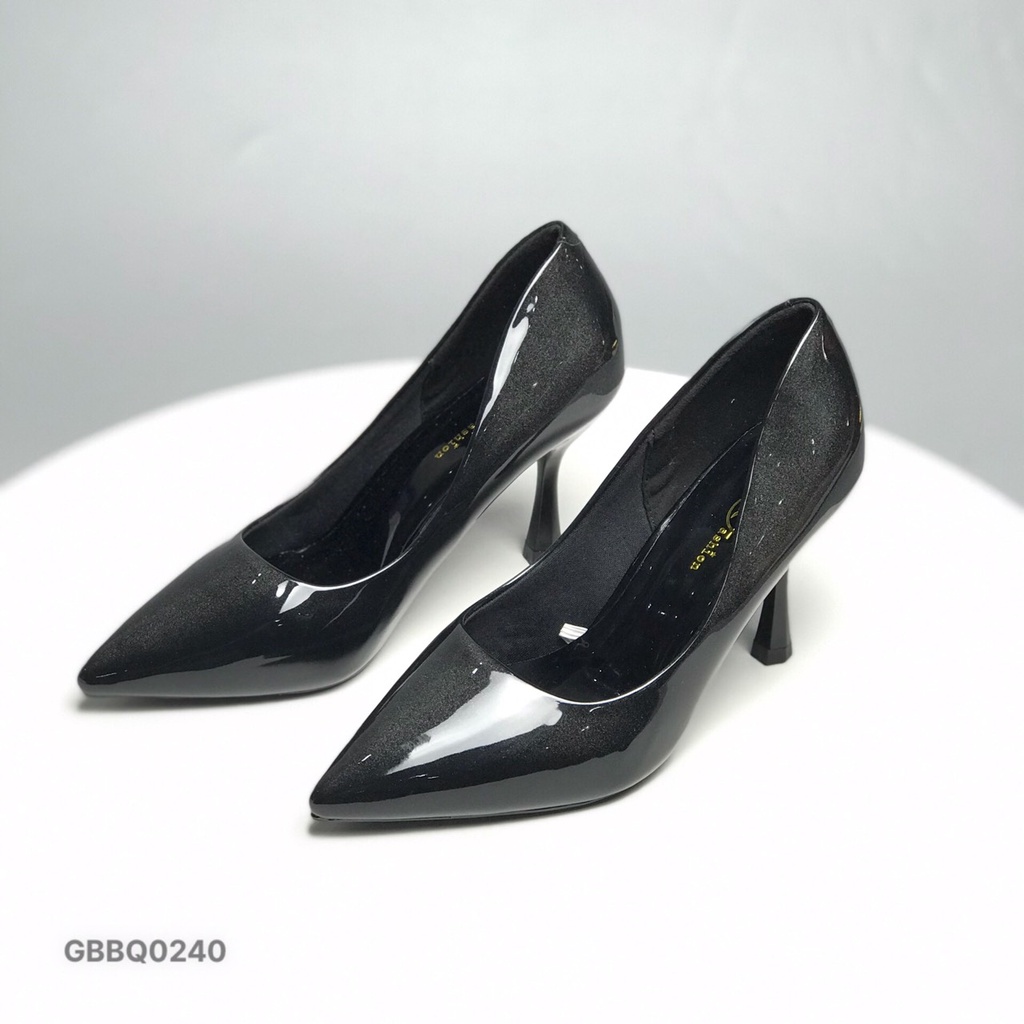 Giày công sở thời trang nữ BQ size 34-39❤️FREESHIP❤️ Giày cao gót mũi nhọn da bóng 3D ánh nhũ vàng gót nhọn 8cm GBBQ0240