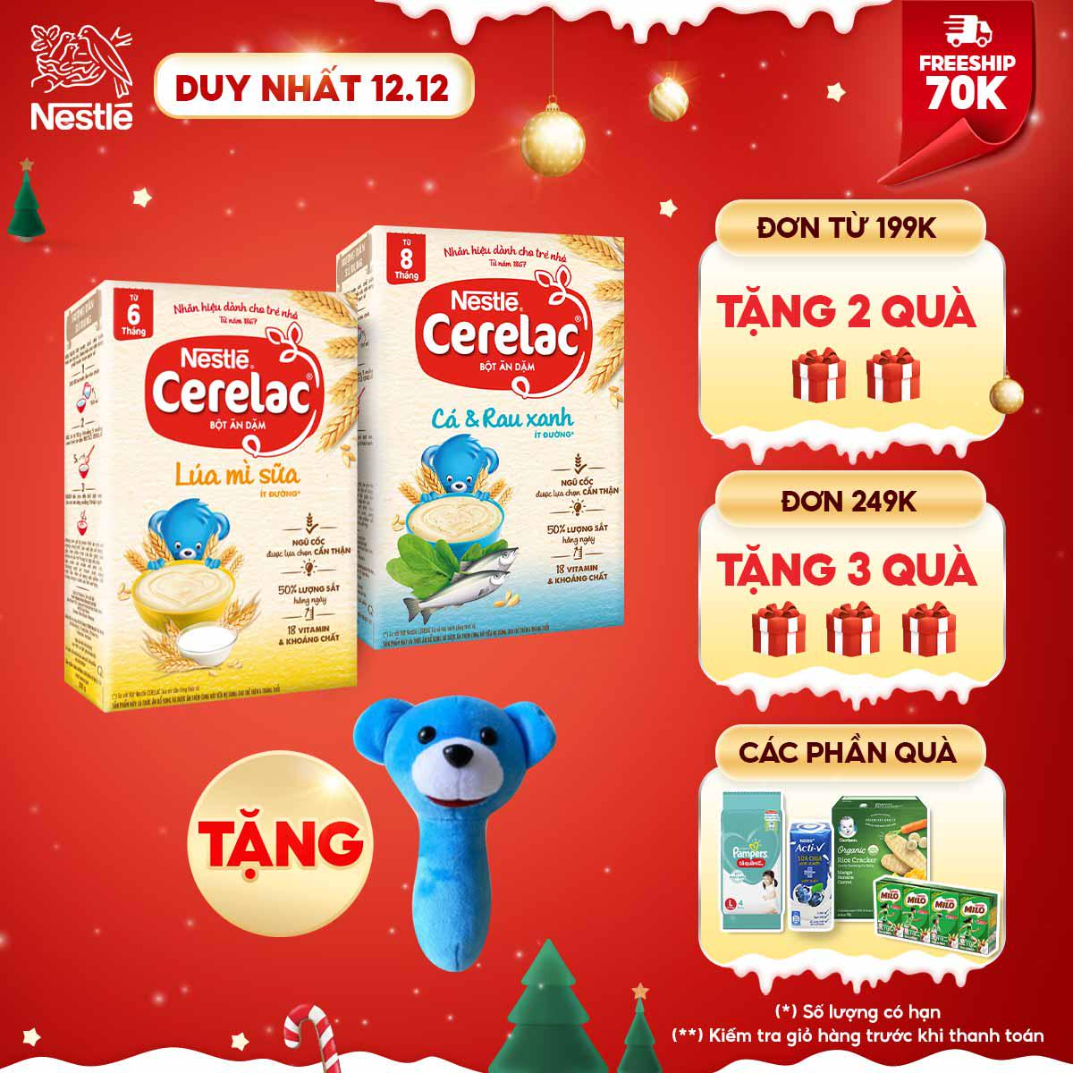 Combo 2 Hộp Bột Ăn Dặm Nestlé Cerelac Cá Rau Xanh Và Lúa Mì 200g/Hộp