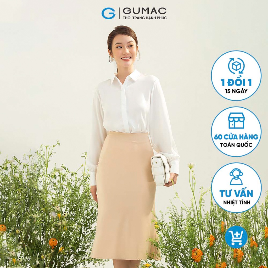 Chân váy nữ thời trang GUMAC lụa xòe lưng liền VC03034