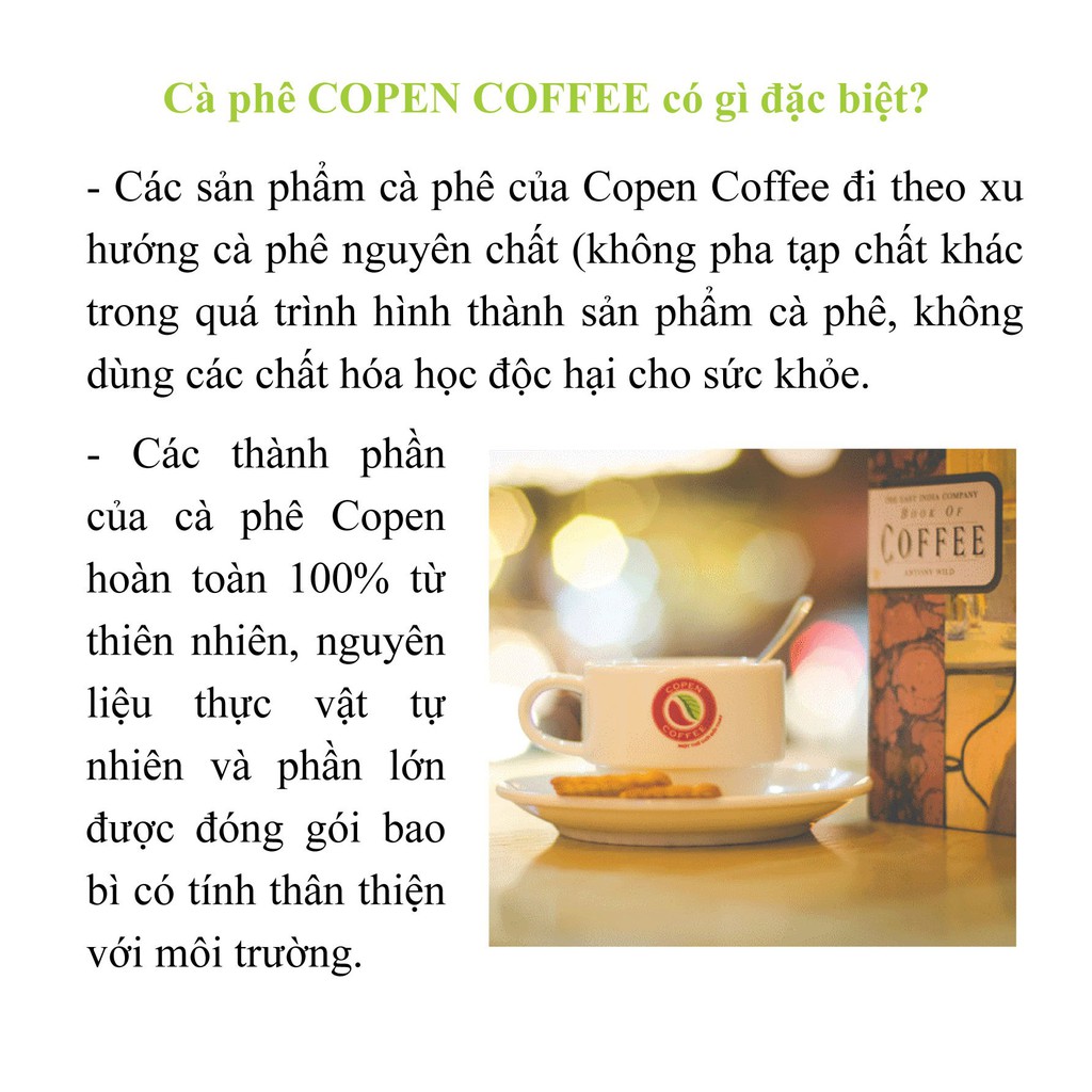 Cà phê đen hòa tan 2 trong 1 Copen Coffee 10 gói_đắng vừa, tinh chất cà phê tự nhiên