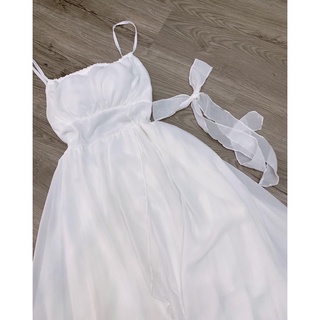 maxi trắng đan dây