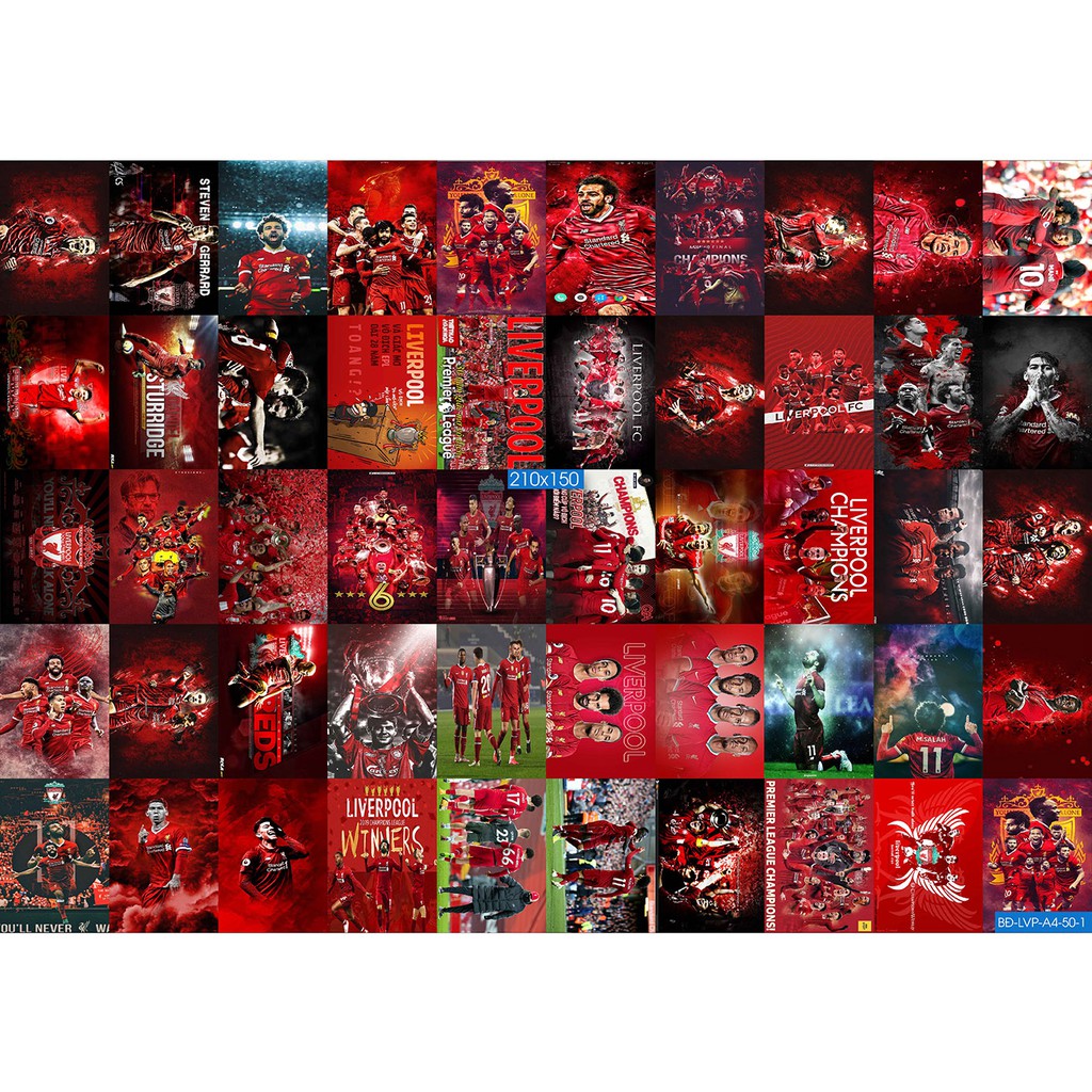 Combo Set 50 tờ Decal dán tường đội bóng Liverpool phiên bản mới