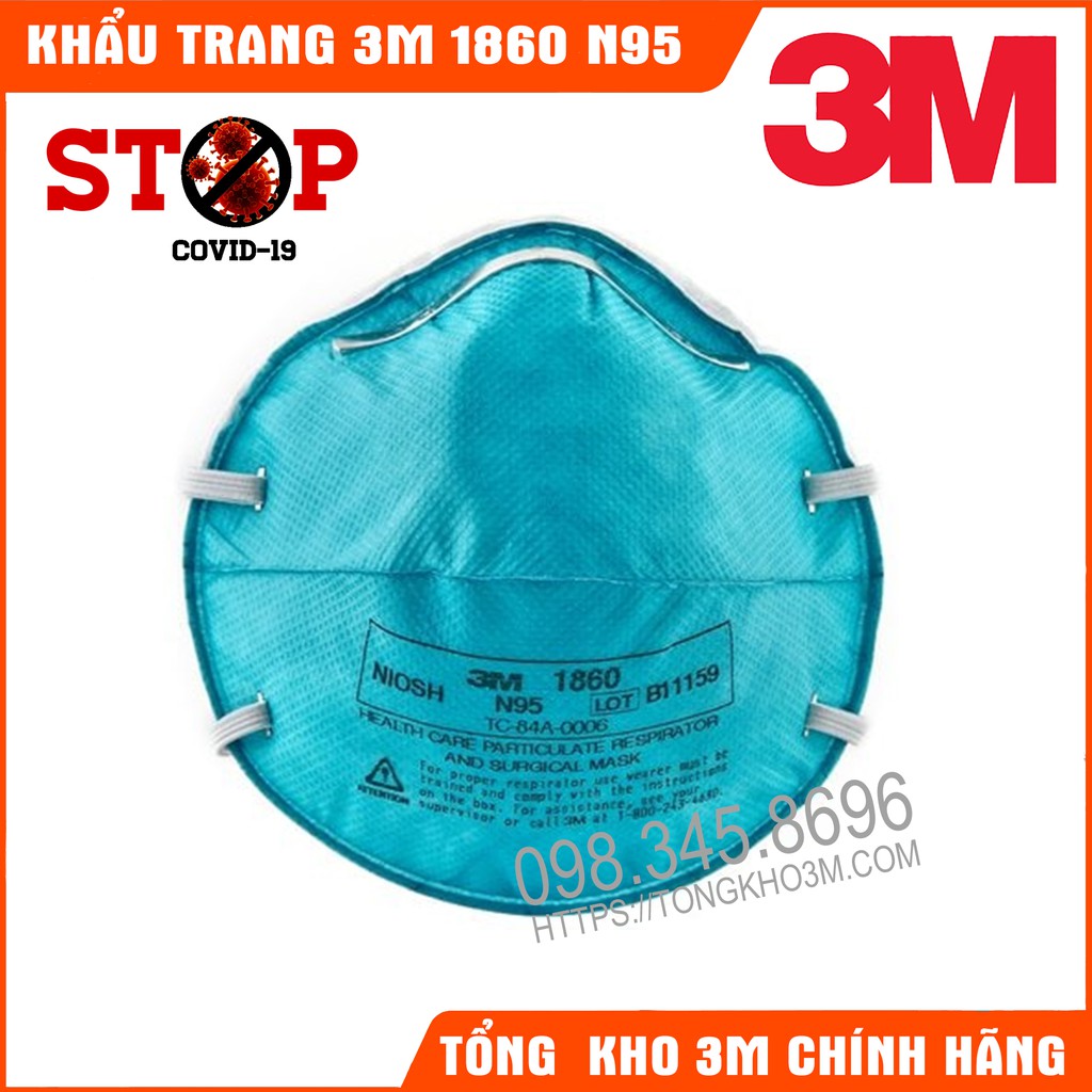 Khẩu Trang 3M 1860 Tiêu Chuẩn N95 Chống Dịch Hiệu Quả Sử Dụng Trong Bảo Hộ Y Tế