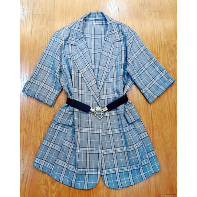 Áo vest hè kẻ sọc xám xanh