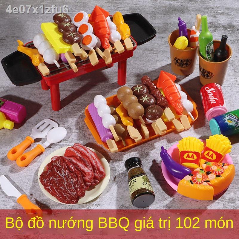 ✢Đồ chơi trẻ em nhà xiên thịt nướng BBQ mô phỏng ăn trai và gái bếp nấu bộ
