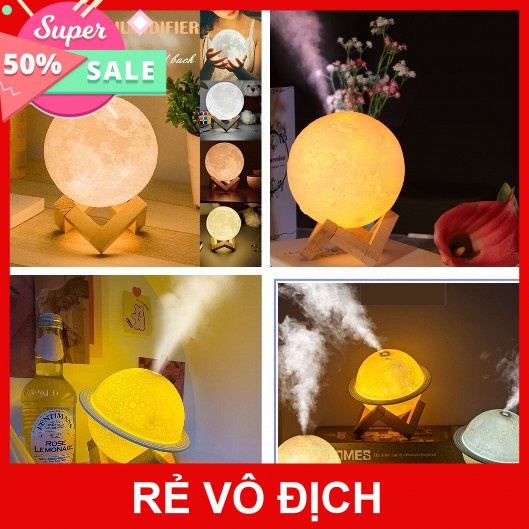 [5❤️][FREESHIP] MÁY TẠO ĐỘ ẨM, XÔNG TINH DẦU KIÊM ĐÈN NGỦ MẶT TRĂNG CÓ ĐẾ [HCM]