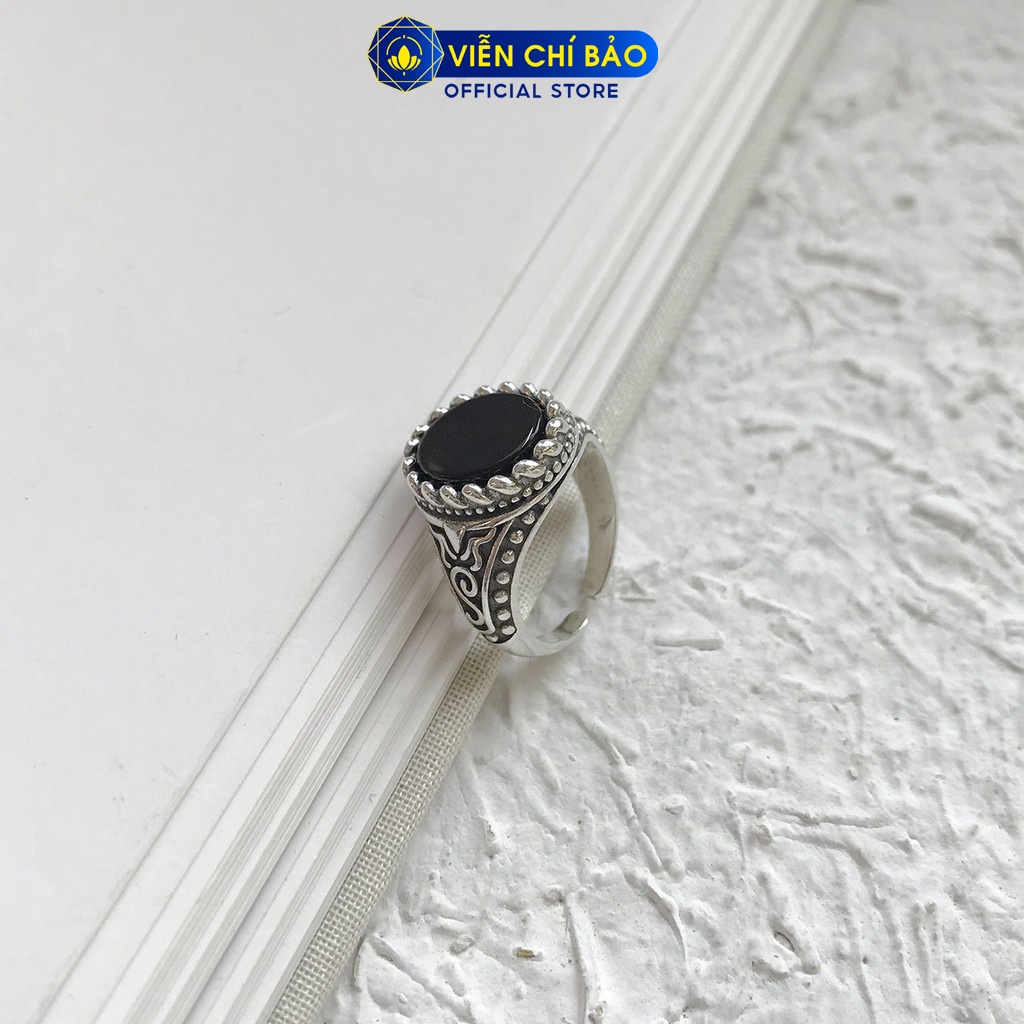 Nhẫn bạc nữ Đá đen Oval chất liệu bạc Thái 925 thời trang phụ kiện trang sức nữ Viễn Chí Bảo N000414
