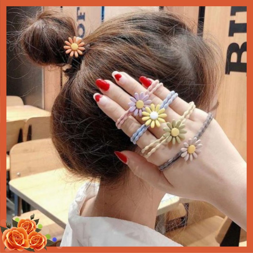 Combo 5 Dây Buộc Tóc Hoa Cúc Hot Trend Mẫu 2021.
