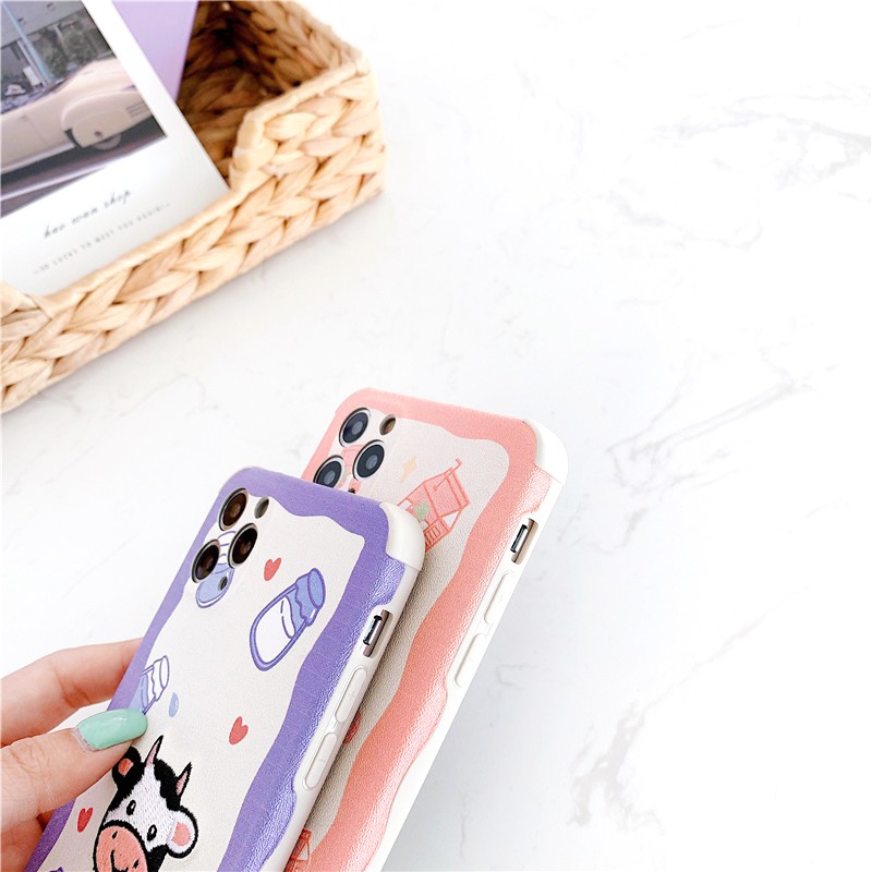 Ốp lưng iphone Bò & Thỏ thêu viền chống va đập 5/5s/6/6plus/6s/6splus/7/7plus/8/8plus/x/xr/xs/11/12/pro/max/plus/promax | BigBuy360 - bigbuy360.vn